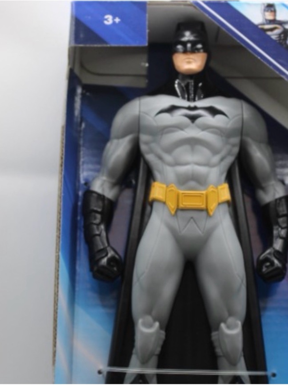 Gray and Black Batman-Style Action Figure with Yellow Belt